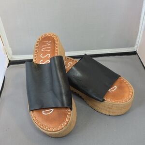 Musse & Cloud Women's Black Platform Sandals Sz 38